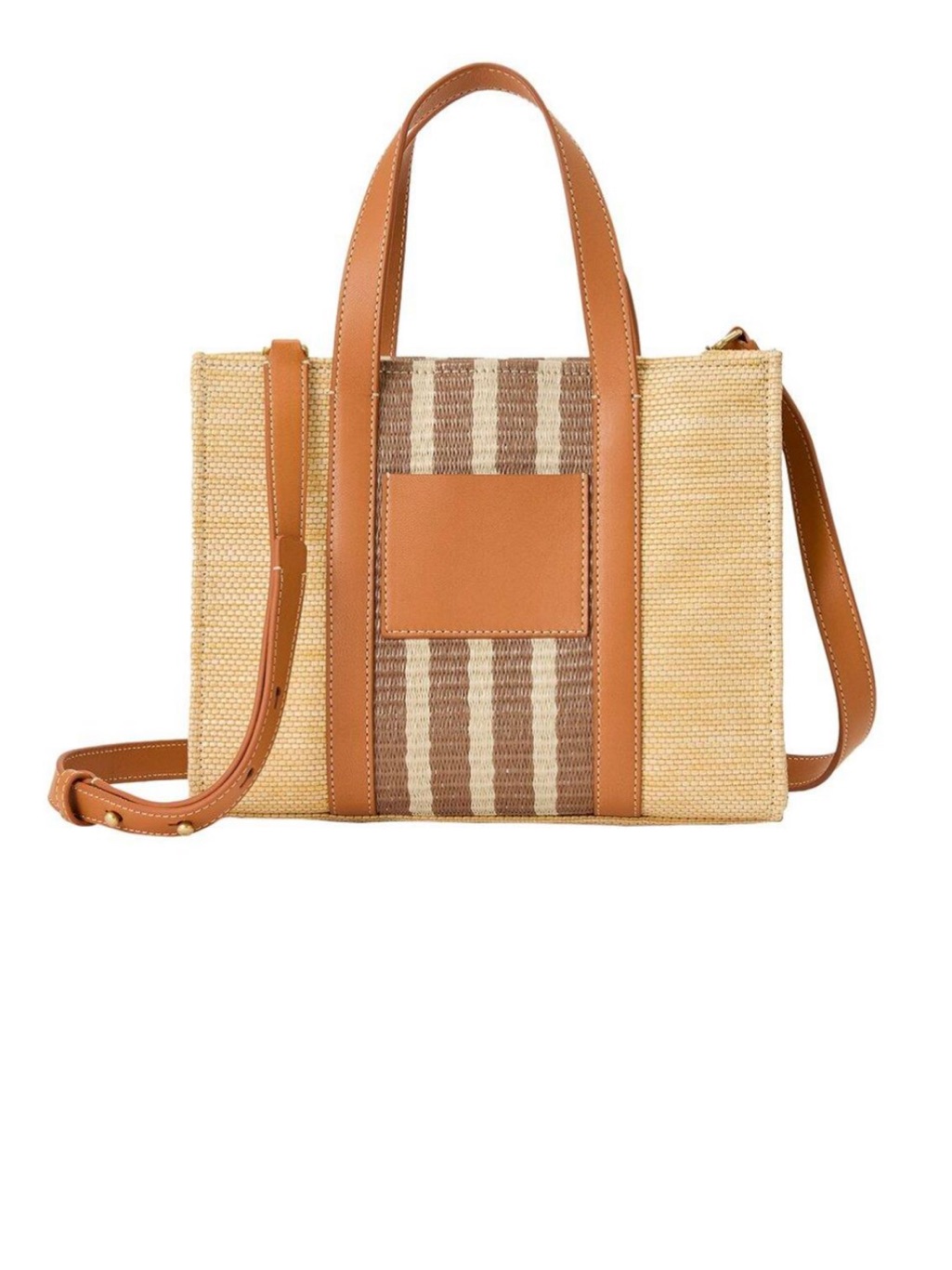 J Mclaughlin Ines Grasscloth Tote | Tan And Brown Striped